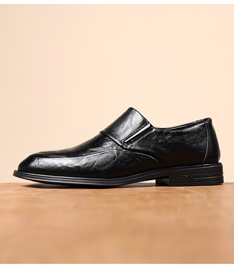 zapatos de vestir de cuero sintético auténtico para hombre, zapatos formales de  , zapatos casuales para caminar, zapatos sin cordones para hombre. Detalles del producto 9