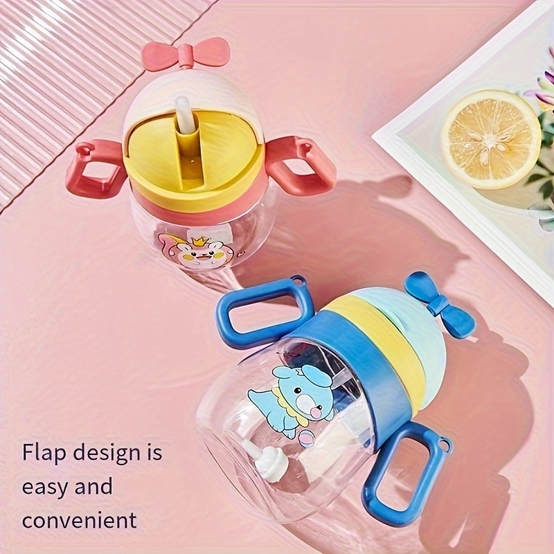 Cute Cartoon Water Cup With Double Handles, Portable Leakproof Straw Water  Bottle, Suitable For Outdoor Sports, Fitness - Temu