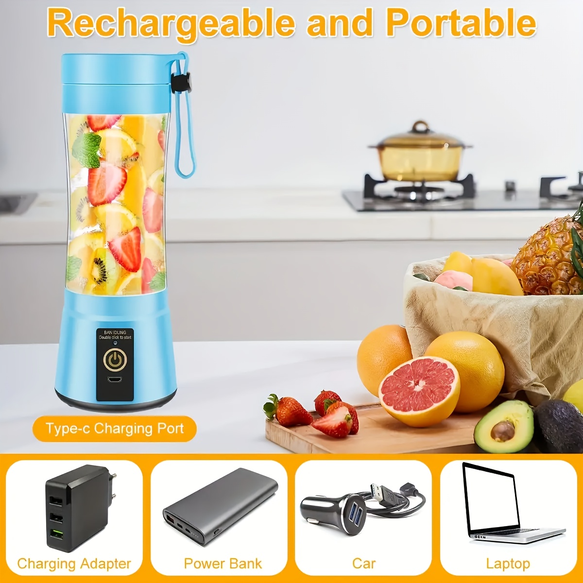 Portable Blender Personal USB Juice Cup for Smoothie & Protein