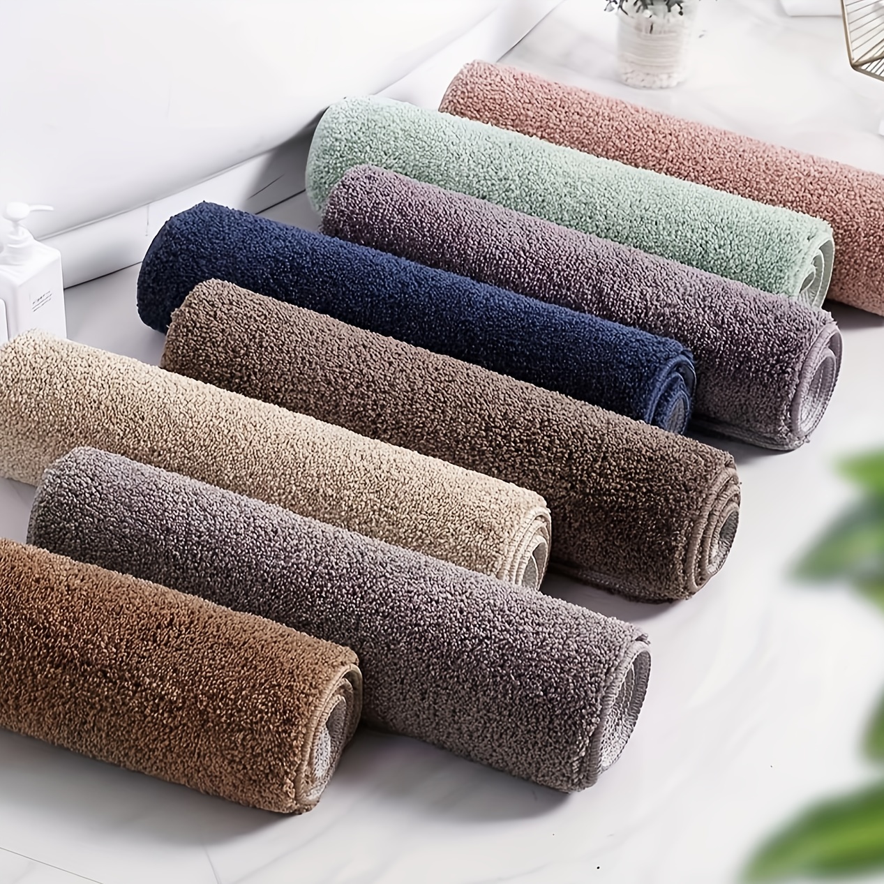 Bathroom Toilet Floor Mat, Microfiber Fabric Bath Mat With Tpr