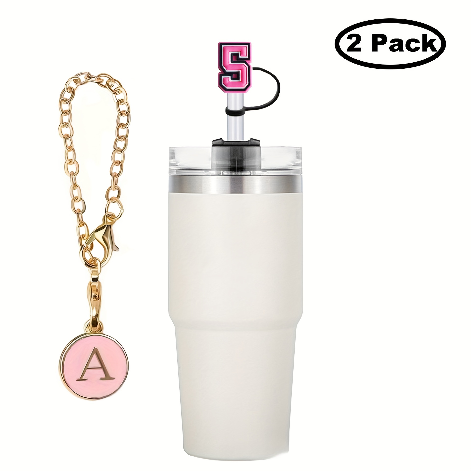 Stanley Cup Accessory Alphabet Initial Charm GOLD Clear Crystal Yeti  Tumbler Charm Handle Custom Starbucks Simply Modern S/M Hydro Flask 