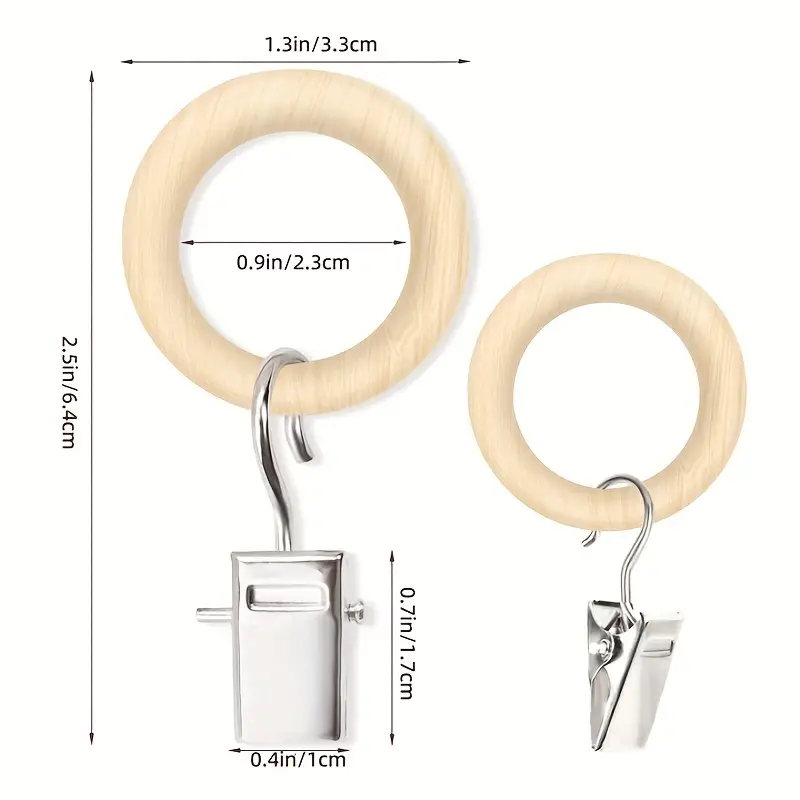 Wooden Curtain Rings With Clips Strong Metal Multifunctional - Temu Germany
