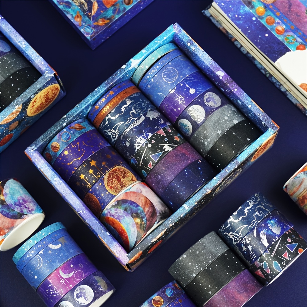19 Rolls of Magical Starry Sky Galaxy Washi Tape - Perfect for Gift Wrapping, Scrapbooking, and Party Decorations!