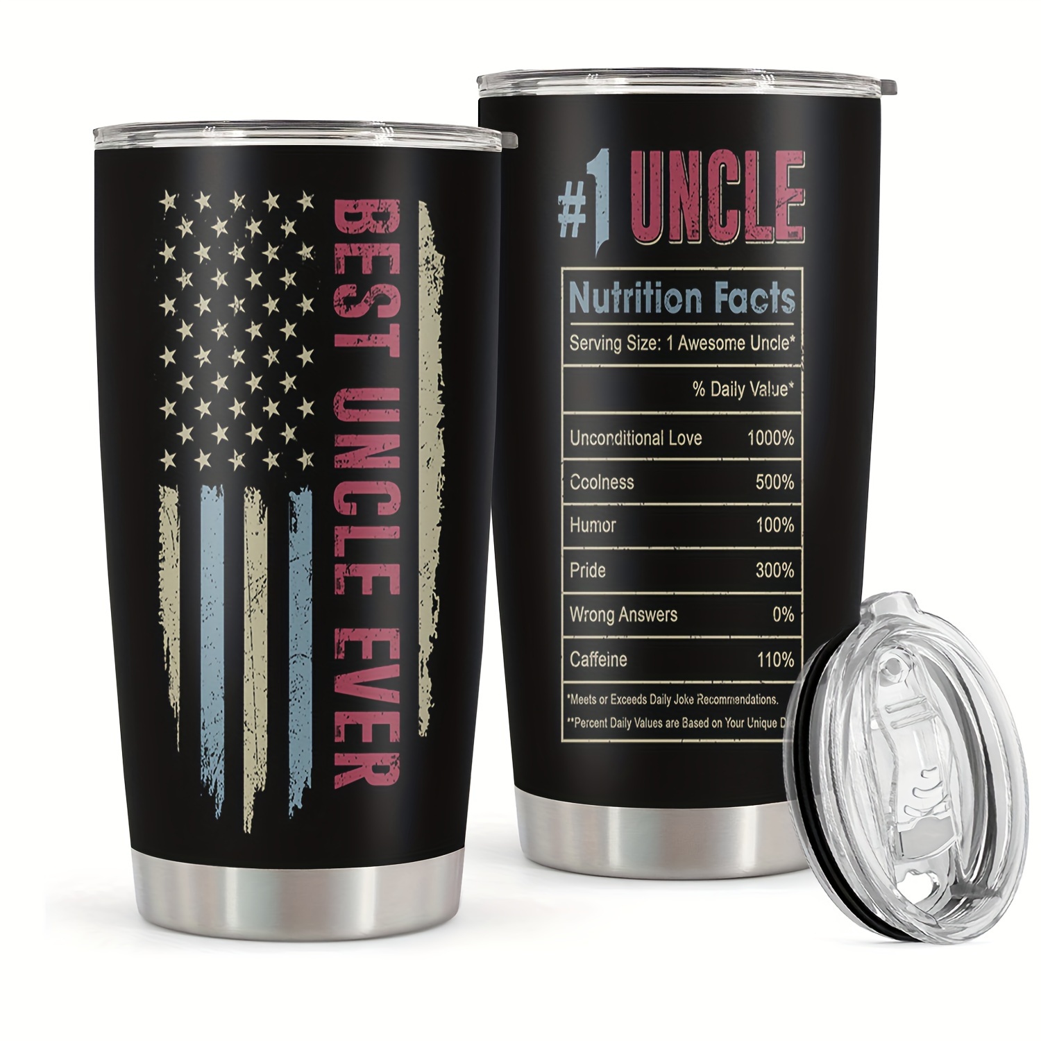 

1pc 20oz Stainless Steel Tumbler, Best Uncle Ever Print Double Wall Vacuum Insulated Travel Mug, Gifts For Parents, Relatives And Friends, Birthday Gifts, Valentine's Day Gifts, Father's Day Gifts