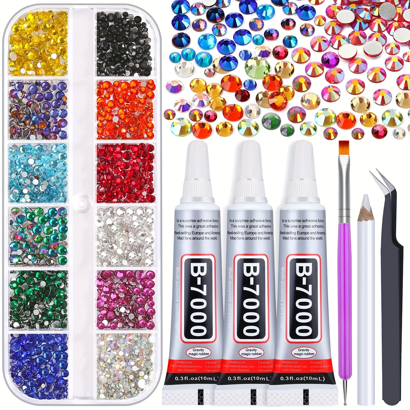 B7000 Jewelry Adhesive Glue with Rhinestones for Crafts, 2100Pcs