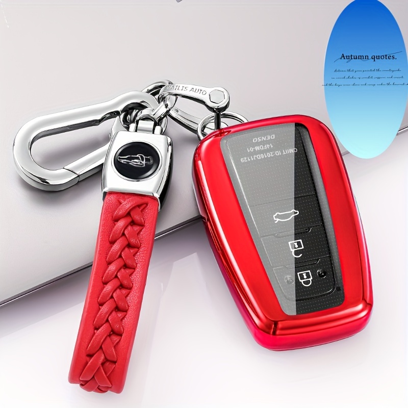 Key Fob Cover With Pu Leather Lanyard, Car Key Case For 2018-2022 Avalon  Corolla Gt86 Smart Key Protector - Temu