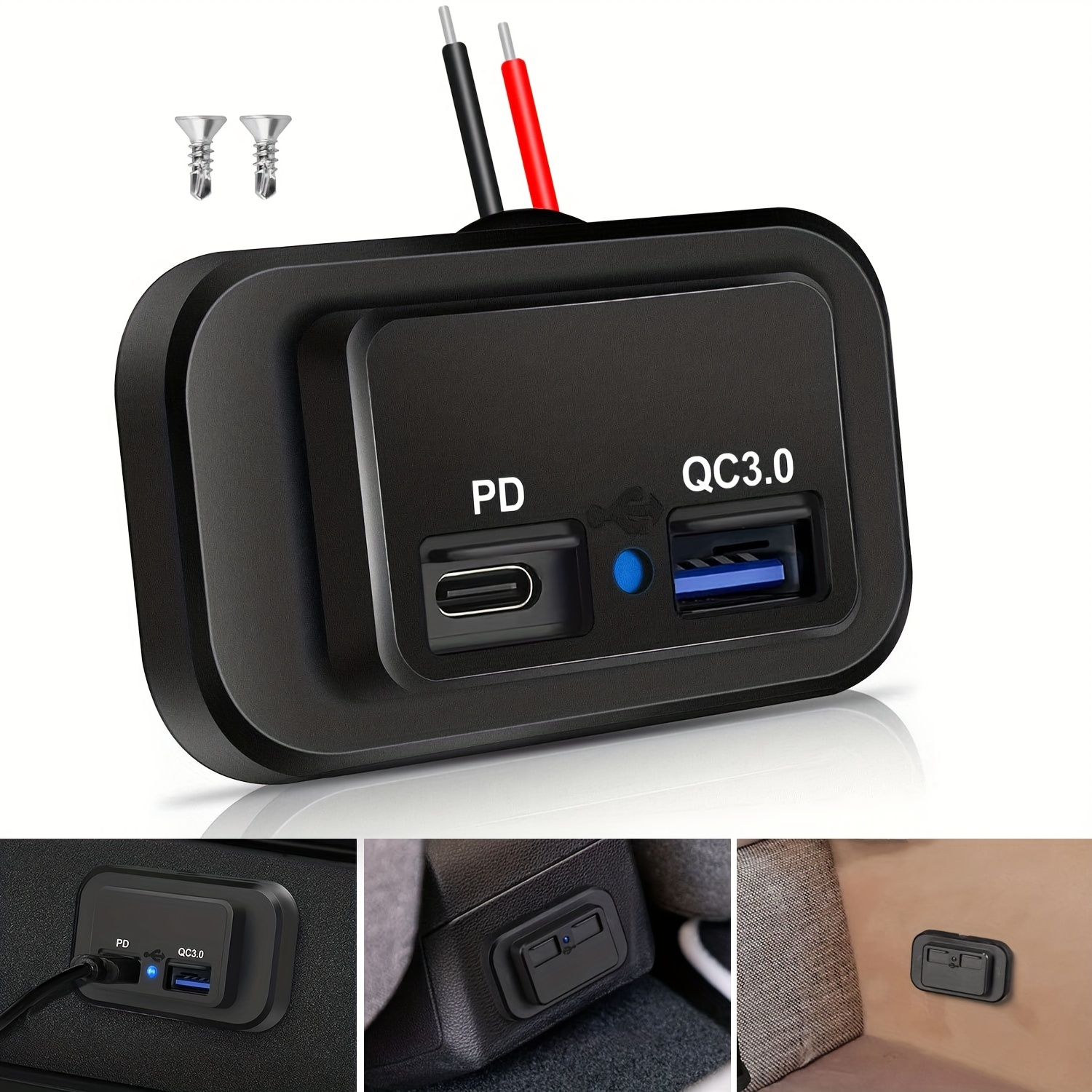 12v/24v Rv Usb Outlet Dual Quick Charge Pd3.0 Type-c (usb C)  Qc3.0 Usb-a  Waterproof Power Socket Car Charger Adapter For Rv Truck Golf Cart Temu