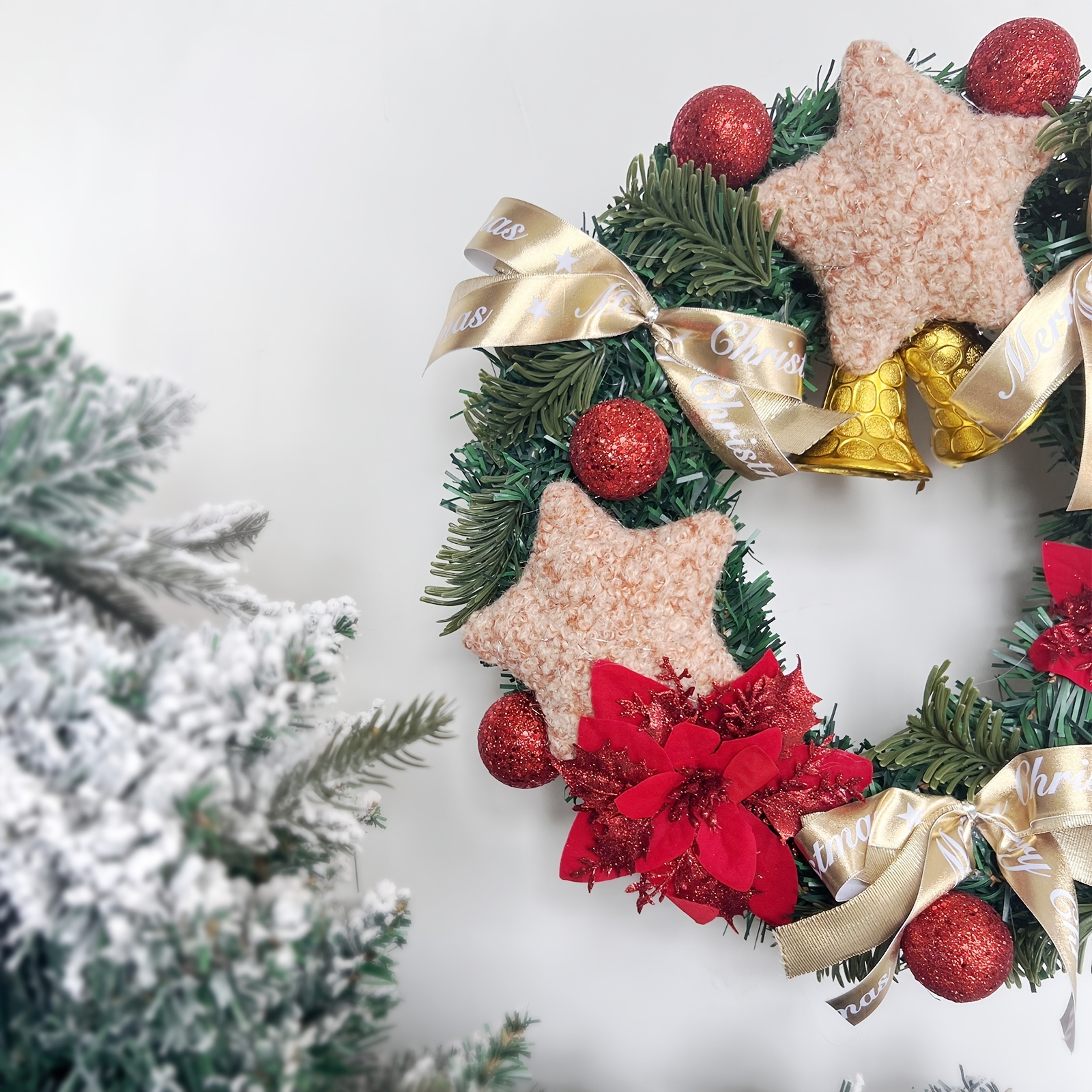 Decorative Christmas Red Bows With Bells And Flower - Temu