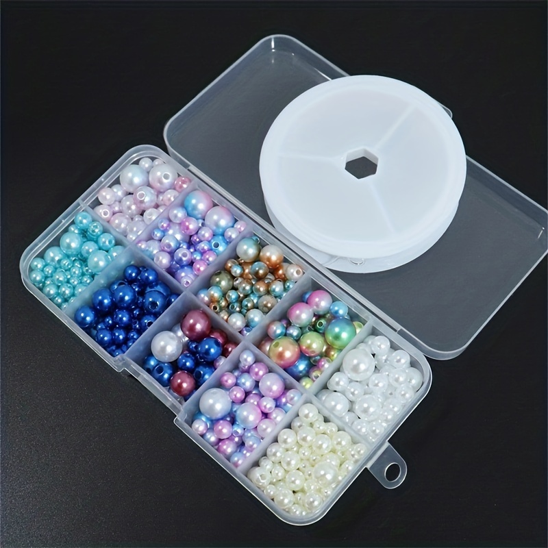 Boxed Blue Series Monochrome Gradient Color Pearl Beads Loose Faux