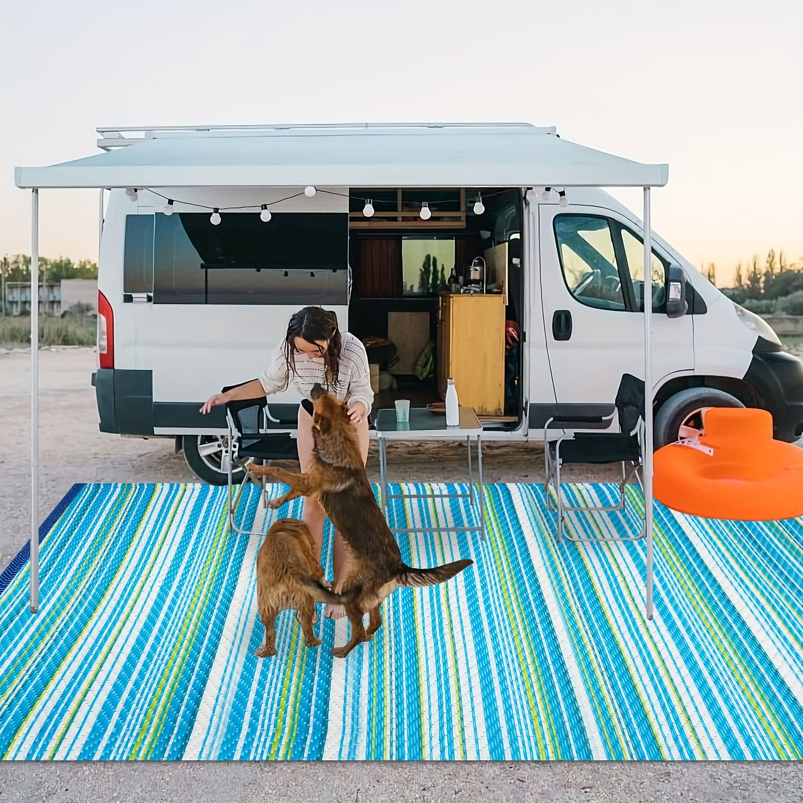 GENIMO Alfombra exterior para patio alfombra impermeable de 6 x 9 pies  reversible de plástico para campamento caravana porche cubierta cámper  balcón – Yaxa Store