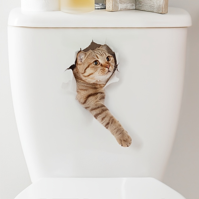 Cartoon Cat Toilet Sticker Bathroom Toilet Beauty Decoration - Temu