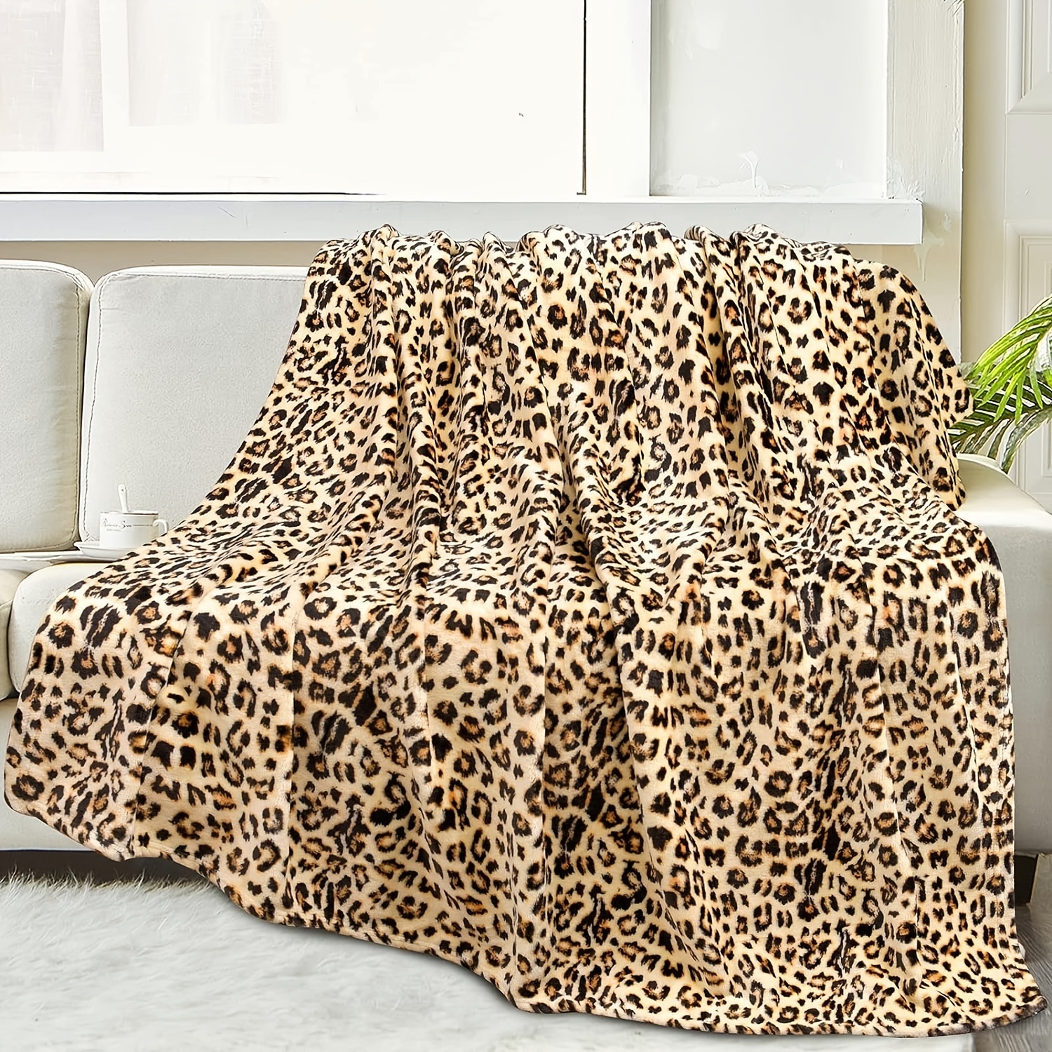 

1pc Leopard Blanket, Double Print Blanket Fuzzy Plush Fleece Throws And Blankets With Leopard Print For Sofa, Couch, Bed