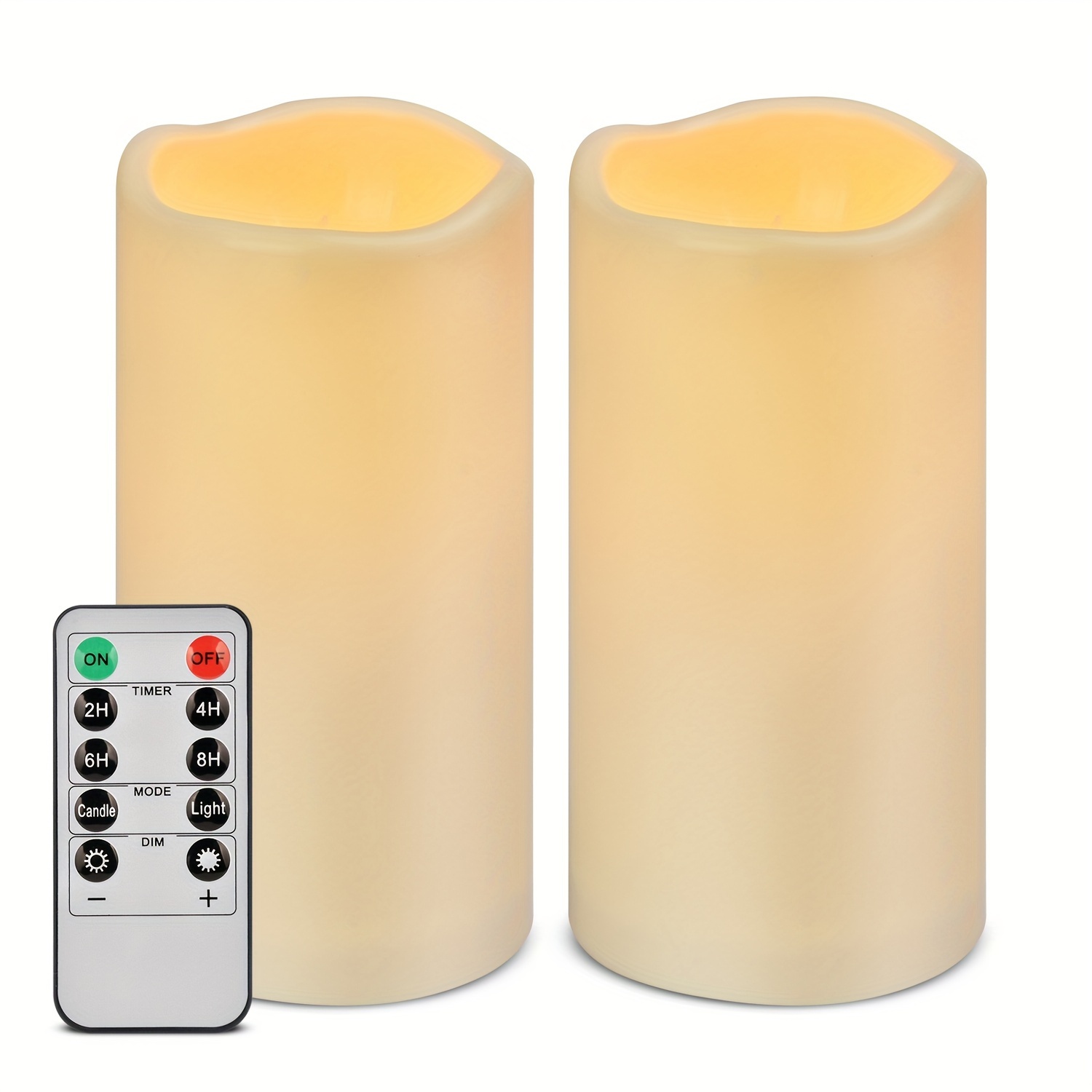 TEMU 2/12pcs Flickering Flameless Candles, Ivory, Battery Operated Candles, Outdoor Indoor Plastic Led Pillar Candles With 2 Remote Control