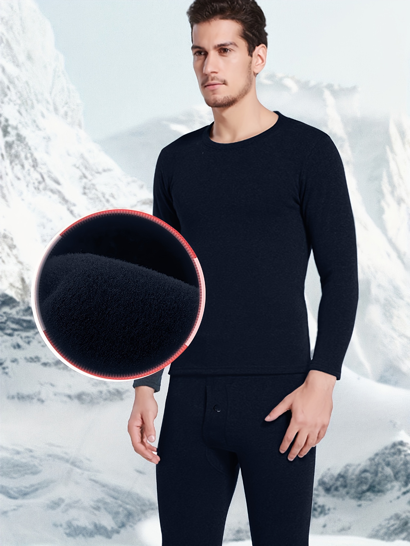 Men's Fleece Thermal Underwear Set Seamless Long Sleeve - Temu