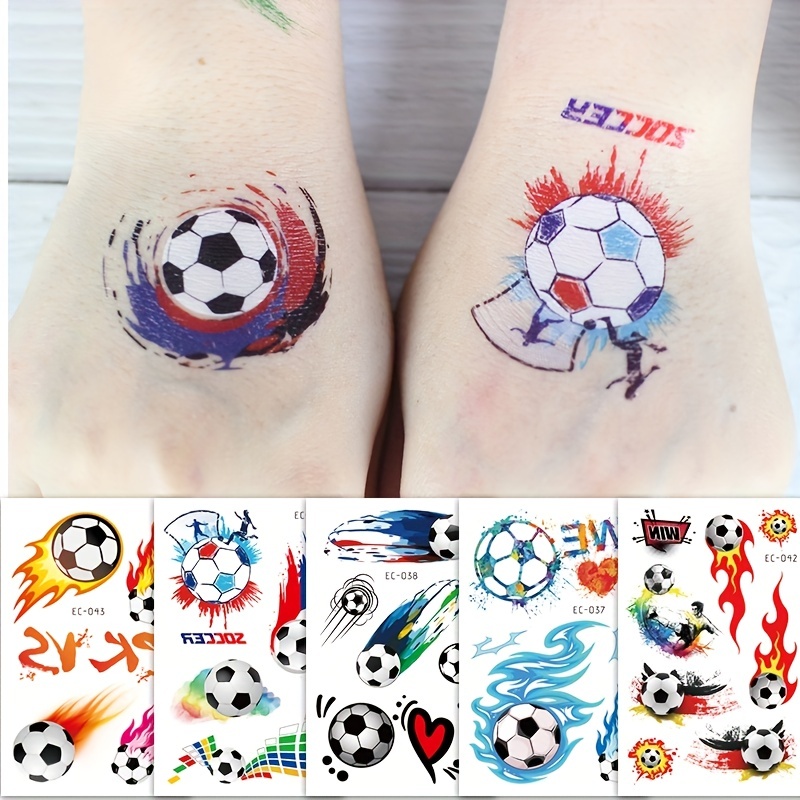 18 Hojas Tatuajes Temporales Cara Fútbol ​​tatuajes Pelotas - Temu Chile