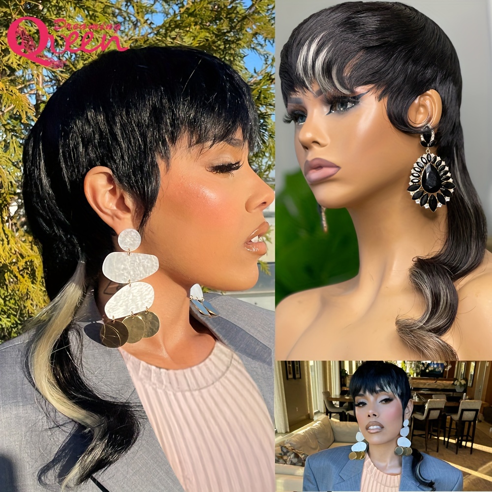 18 Body Wave Brazilian  Brazilian Hair Wigs With Bangs Full Machine  Made, Glueless, Short Pixie Cut For Women From Dreamingqueenhair, $66.34