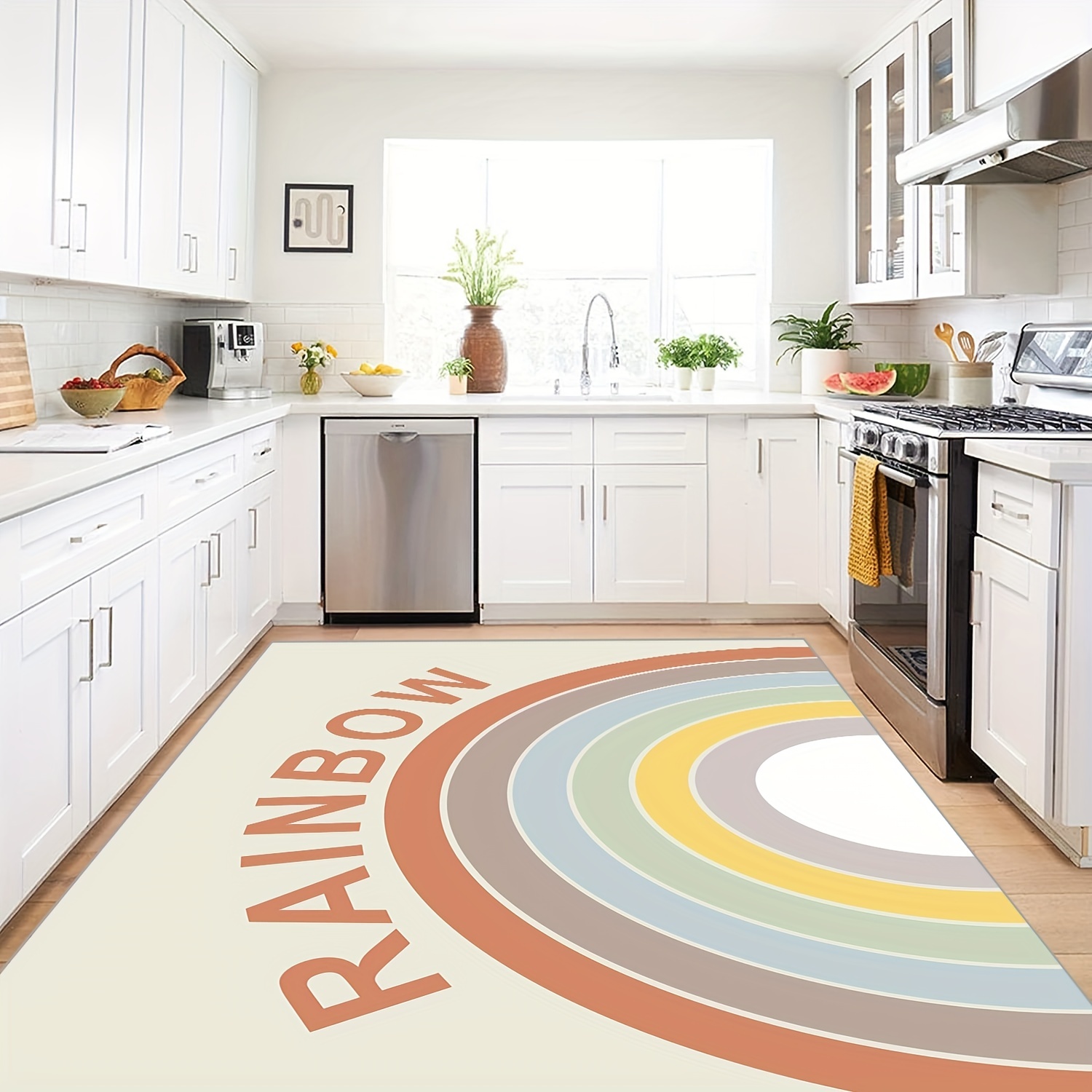 Rainbow Carpet Bedroom Office Rug Non Slip Easy to Clean Carpet Mat