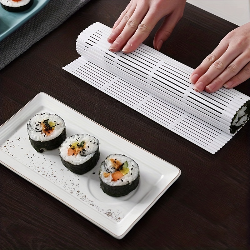 1pc White Plastic Sushi Rolling Mat Sushi Curtain For Sushi Making