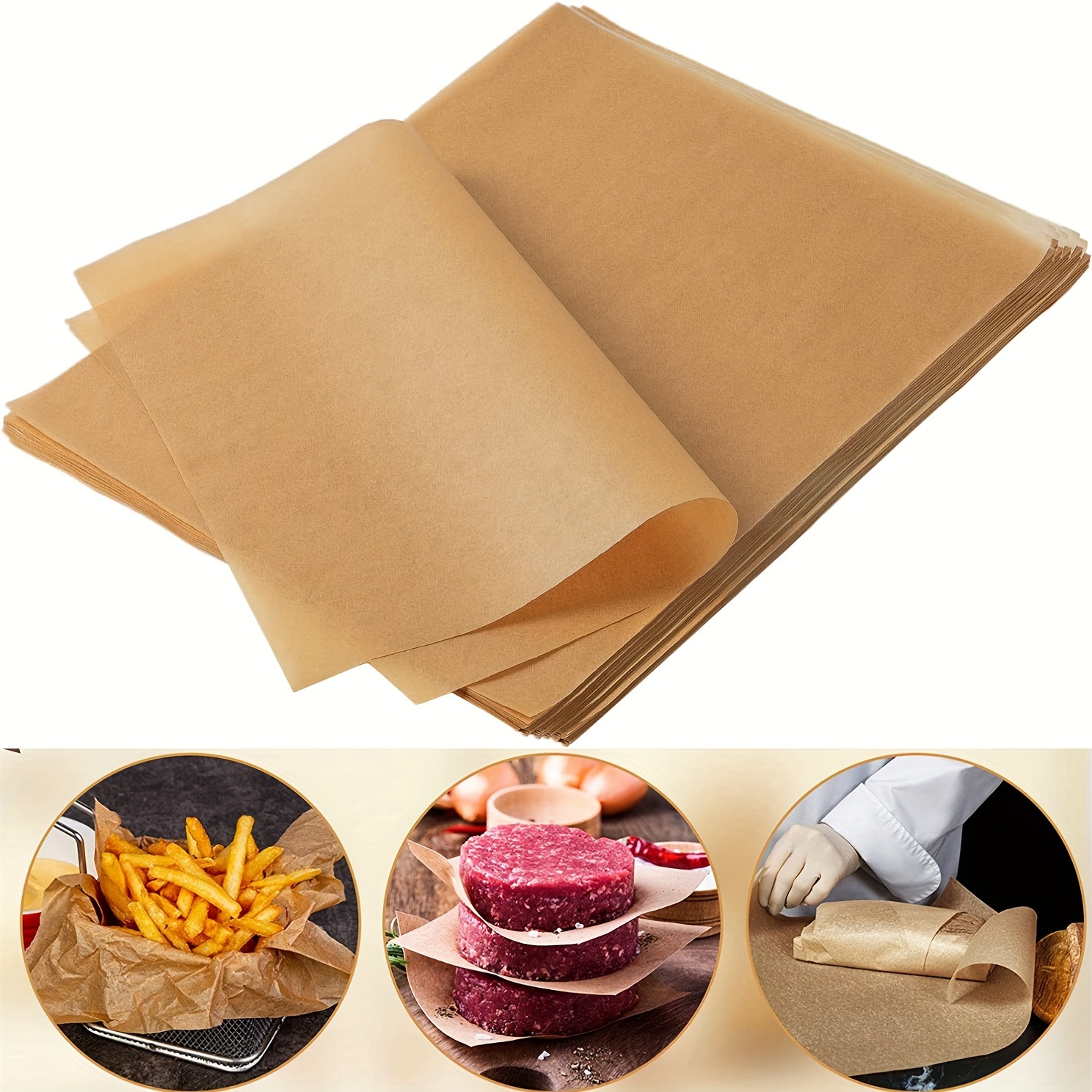 Rollo de papel pergamino sin blanquear para hornear, 15 pulgadas x 210  pies, 260 pies cuadrados, papel de hornear antiadherente, papel de cocina  de