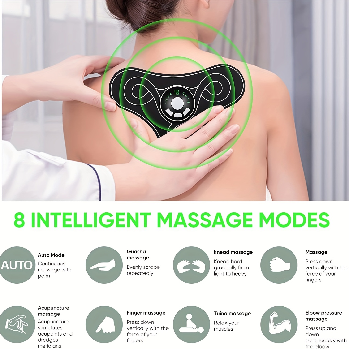 6 Heads Smart Electric Neck And Back Pulse Massager, Tens Wireless Heat  Massage Machine - Temu United Arab Emirates