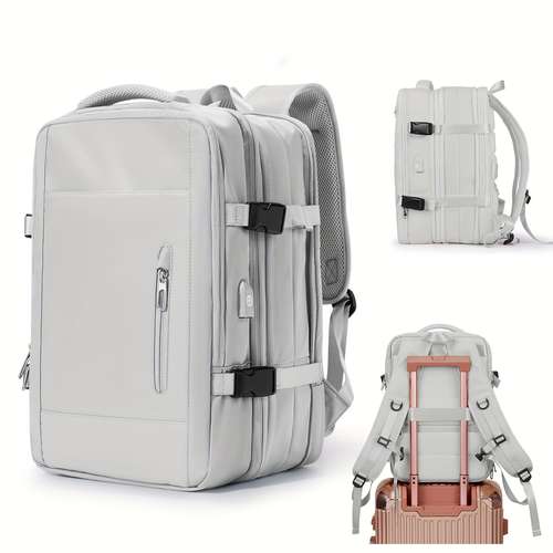 trendy large capacity multi functional travel backpack solid color multi pocket laptop backpack with usb charging port perfect backpack for commuting and travel