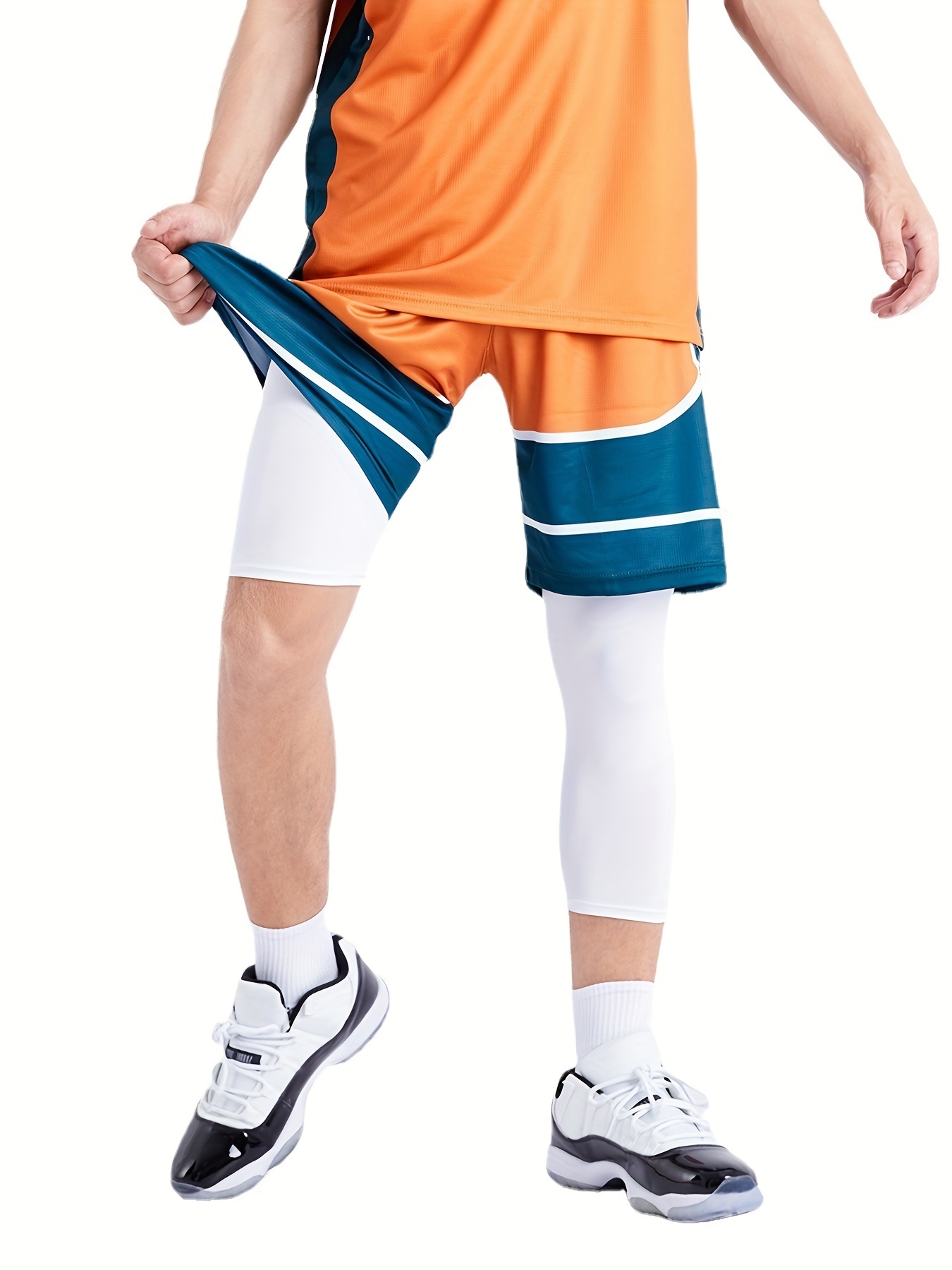 1pc/2pcs Men'S High-Elasticity Fitness Compression Basketball Leggings  Sport 7-Length Pants