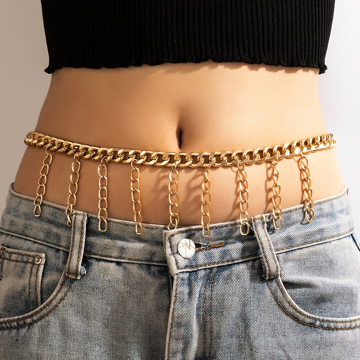 Gold Tassel Chain Belt Hip Hop Waist Chain Jewelry For Women