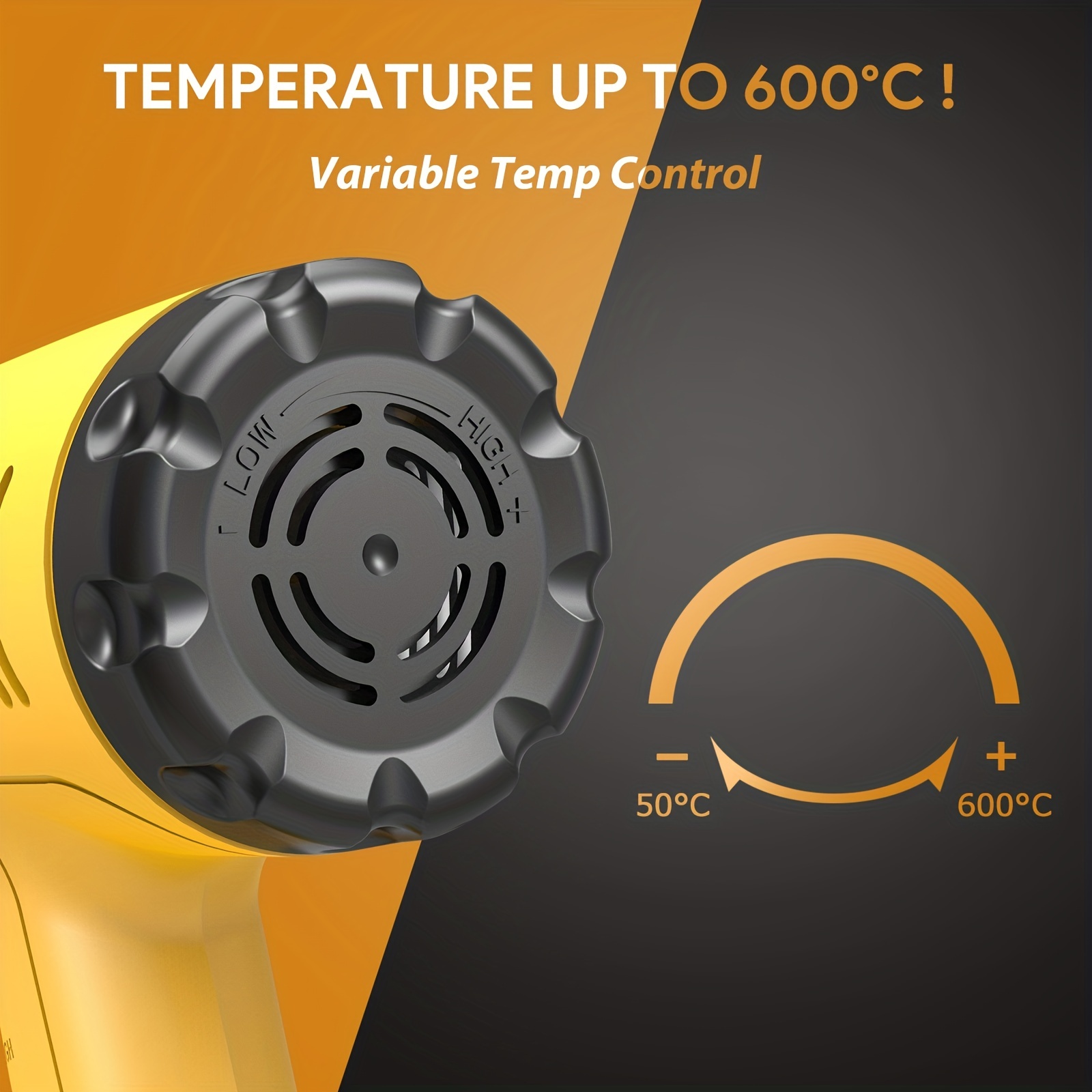 Heat Gun, TECCPO 1500W Professional Electric Hot Air Gun Variable  Temperature Control with 3-Temp Settings 122~1112, 4 Nozzle Attachments