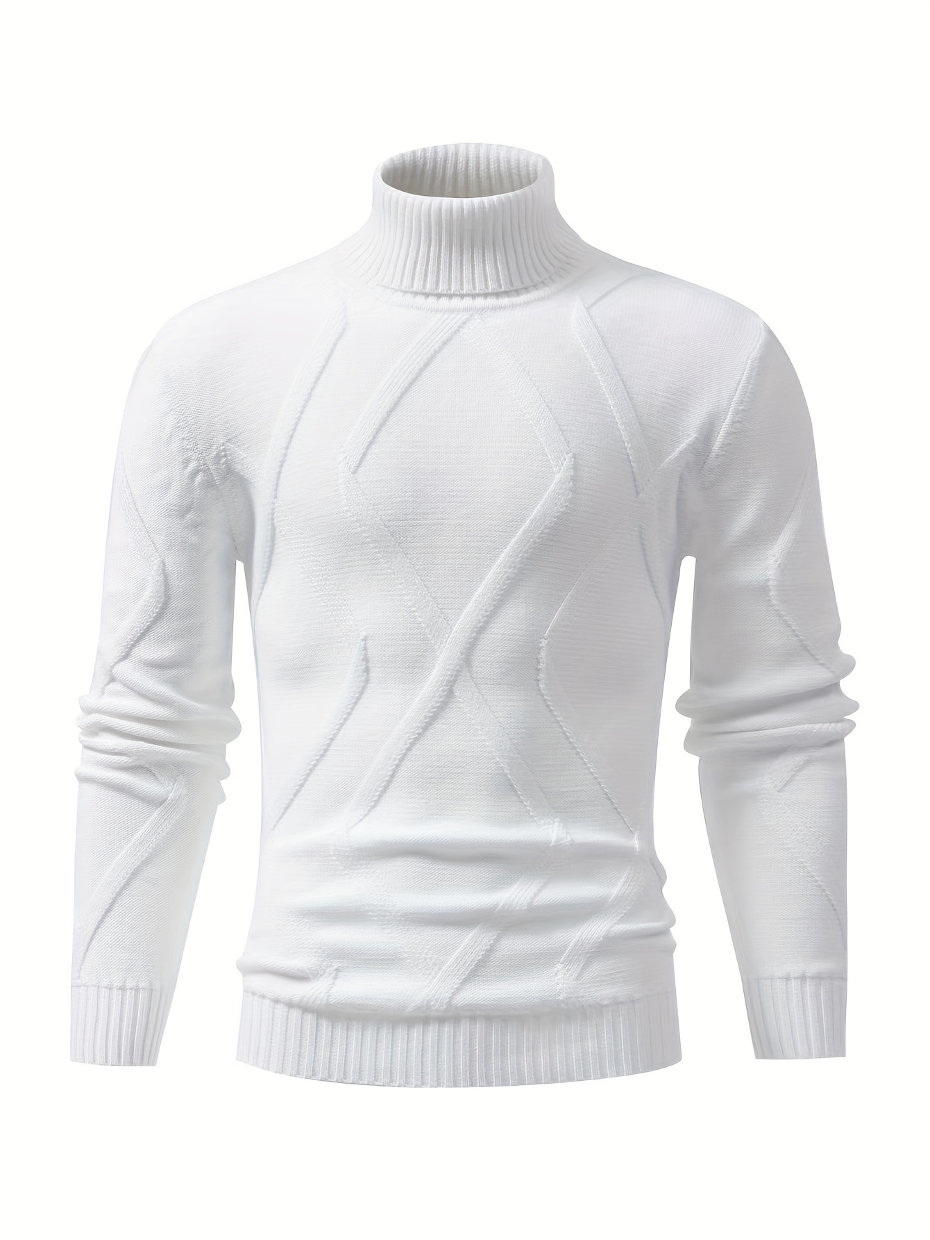 Turtleneck Knitted Sweater Men's Casual Warm Solid High - Temu