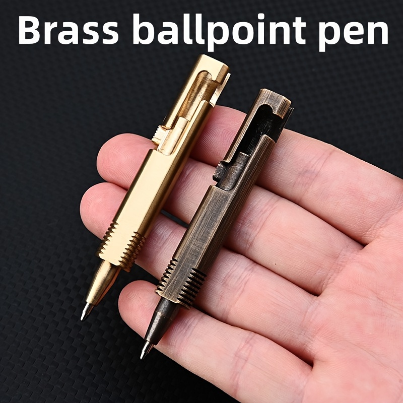 

Mini Bolt Brass Pen Portable Travel Pocket Pen Business Signature Gift Pen Neutral Ball Pen