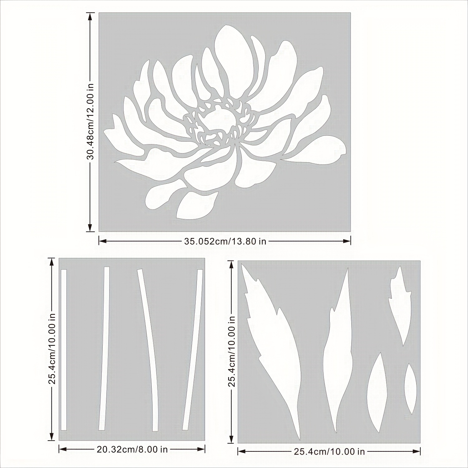 Stem and Leaf Flower stencils for fence painting, wall stenciling and decor