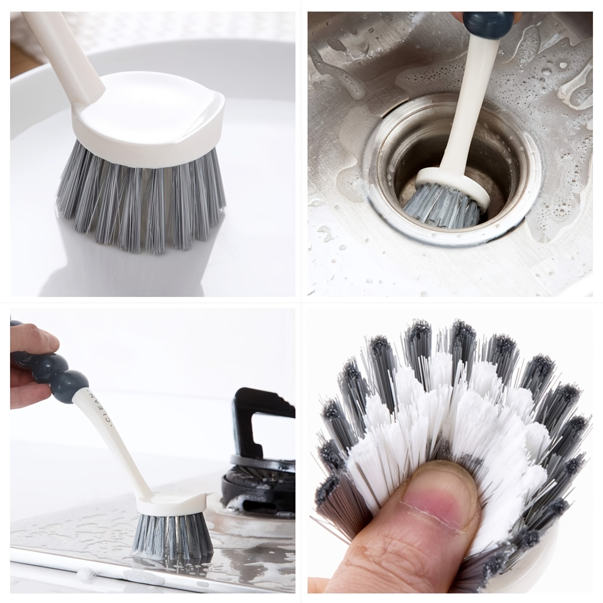 4 cepillos de limpieza pequeños para limpiar botellas, fregadero, cepillo  de cocina, cepillo de limpieza de baño, cepillo de limpieza de puertas
