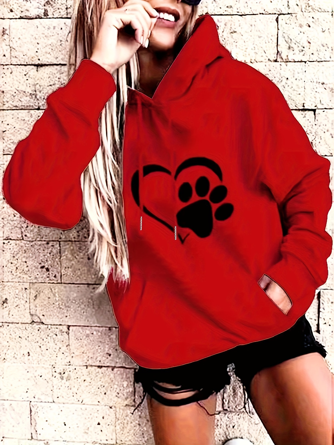 Women's plus clearance size red hoodie