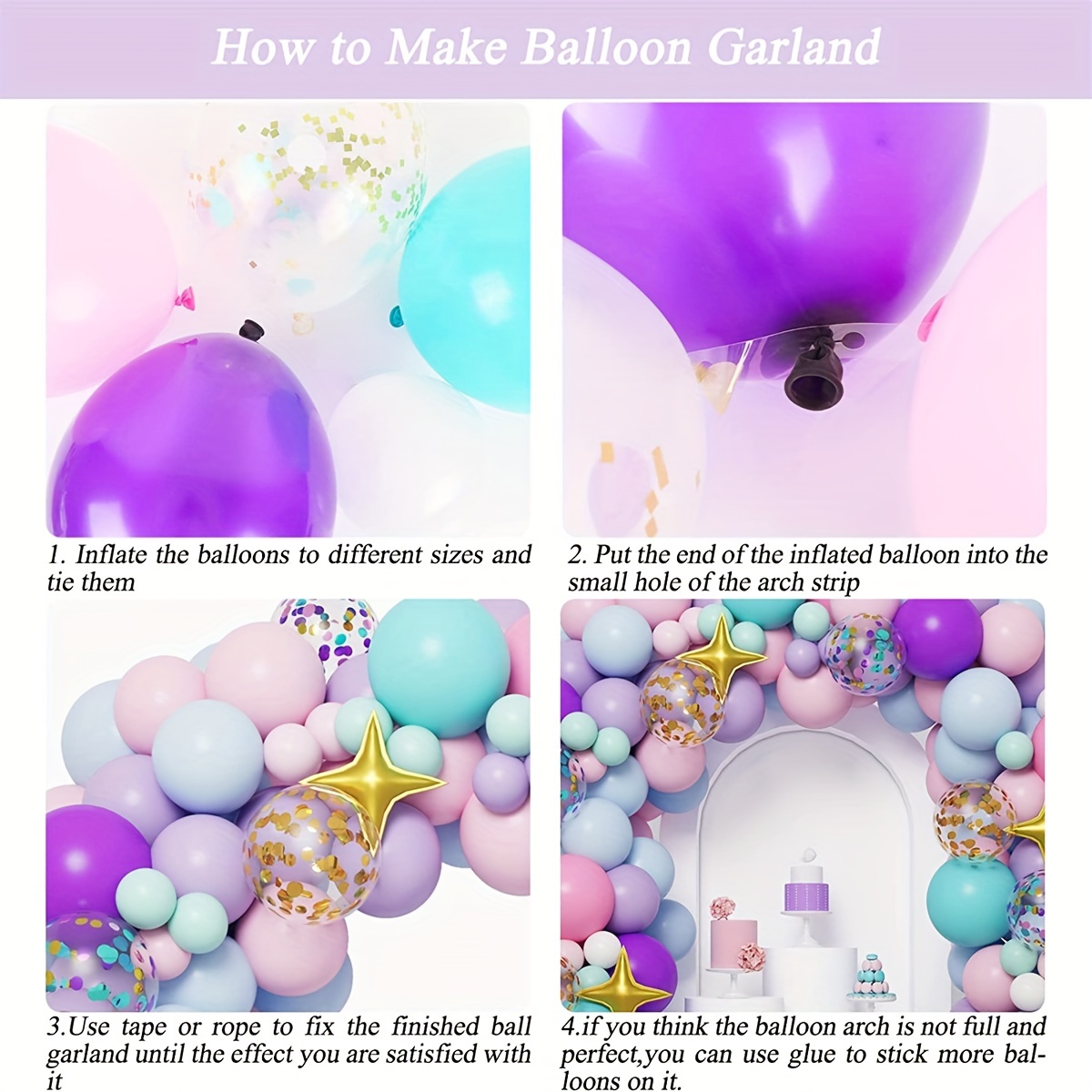 Unicorn Balloon Garland Kit Mermaid Purple Balloon Set Kids