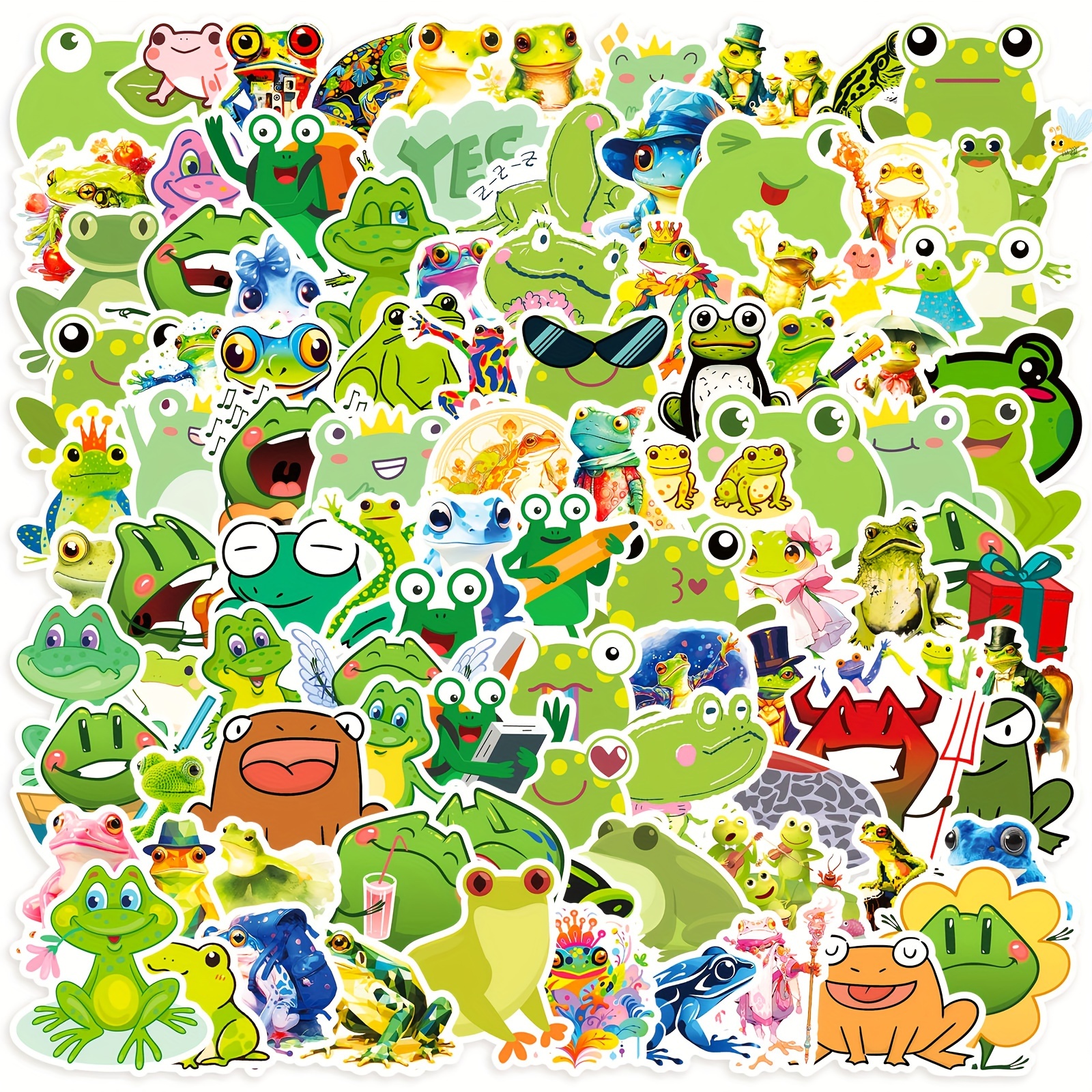 100pcs Frog Stickers Frog Decals Cute Frog Laptop Stickers Cartoon