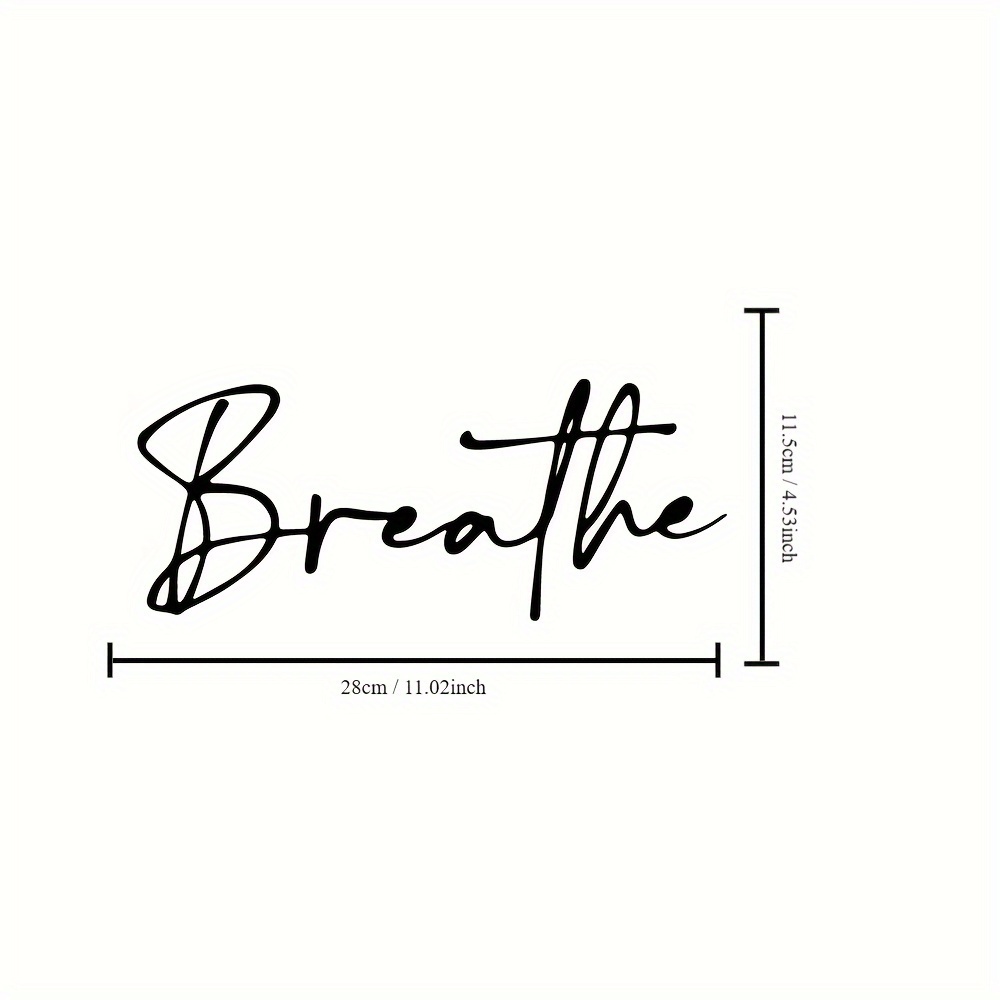 1pc Elegant "breath" Metal Wall Art - Classic Text Design, Decorative Indoor/outdoor Artwork For Living Room, Bedroom, Kitchen - Easy-to-hang, Durable Metal Home Decor - Ideal Holiday Gift, Wall Decor