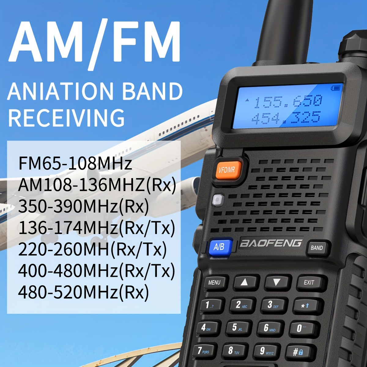 BAOFENG PORTABLE TWO WAY RADIO WALKY TALKY DOBLE BANDA VHF / UHF UV-3R
