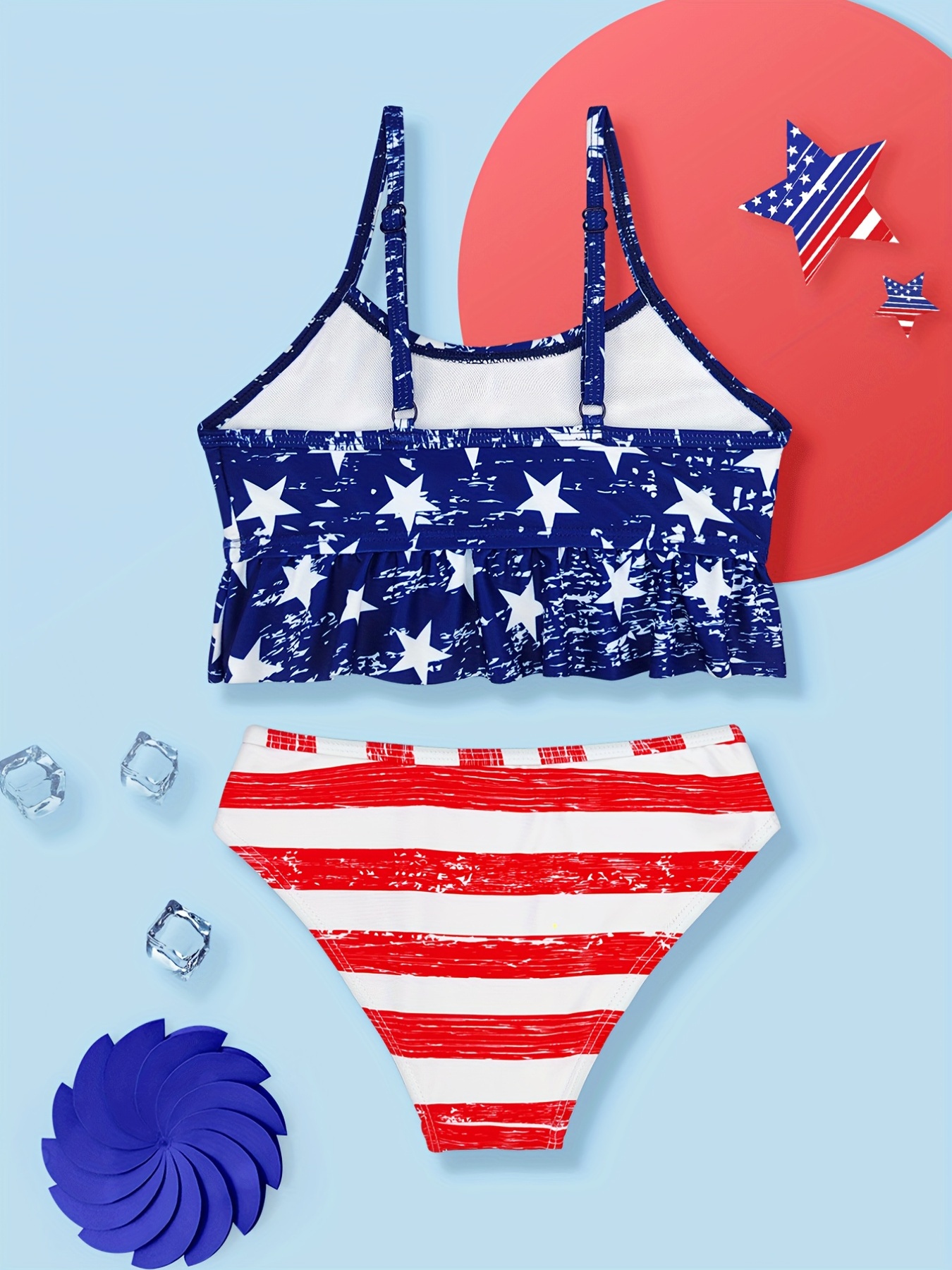 2 piece Mommy and Me Matching Swimsuits for 4th of July Beach Outings -  Cute Bikini Set for Women and Girls