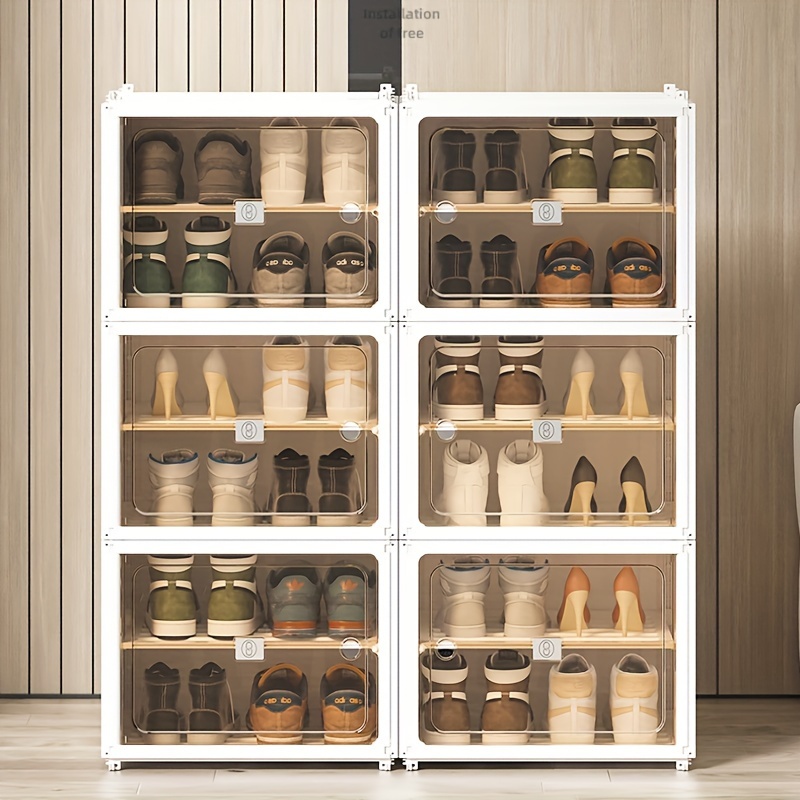 Foldable Space-Saving Closet Shoes Shelf Transparent No