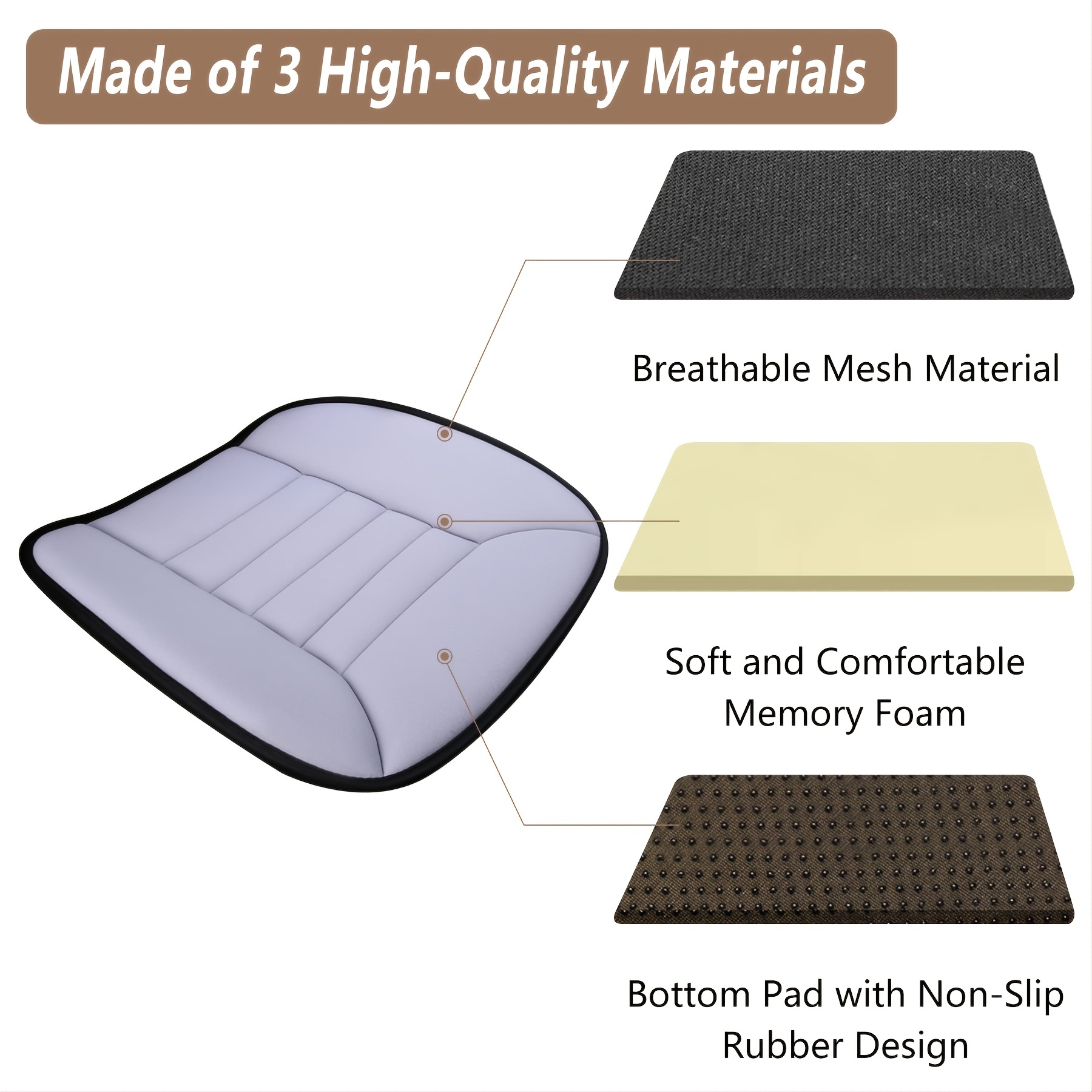 Car Seat Memory Foam Non-slip Cushion Pad Inventories Adjustable