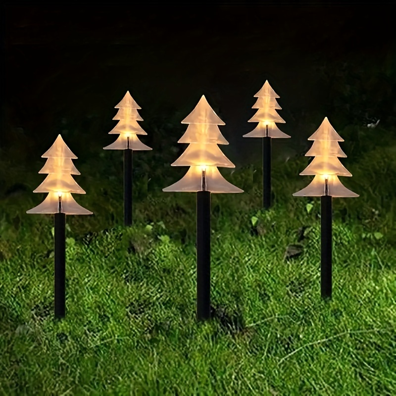 1 Pack 5 In 1 Solar Christmas Pathway Lights Outdoor, Solar Christmas Tree Ground Light For Home, Pathway, Garden, Walkway, Yard, Lawn, Patio