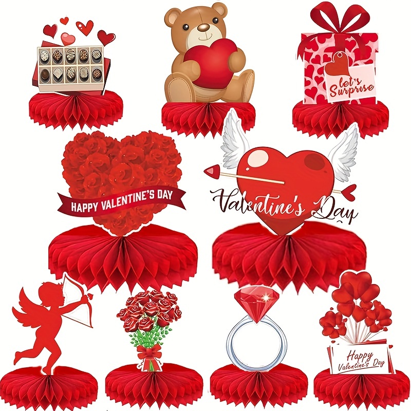 Valentines Day Decorations Honeycomb Centerpiece 3d - Temu