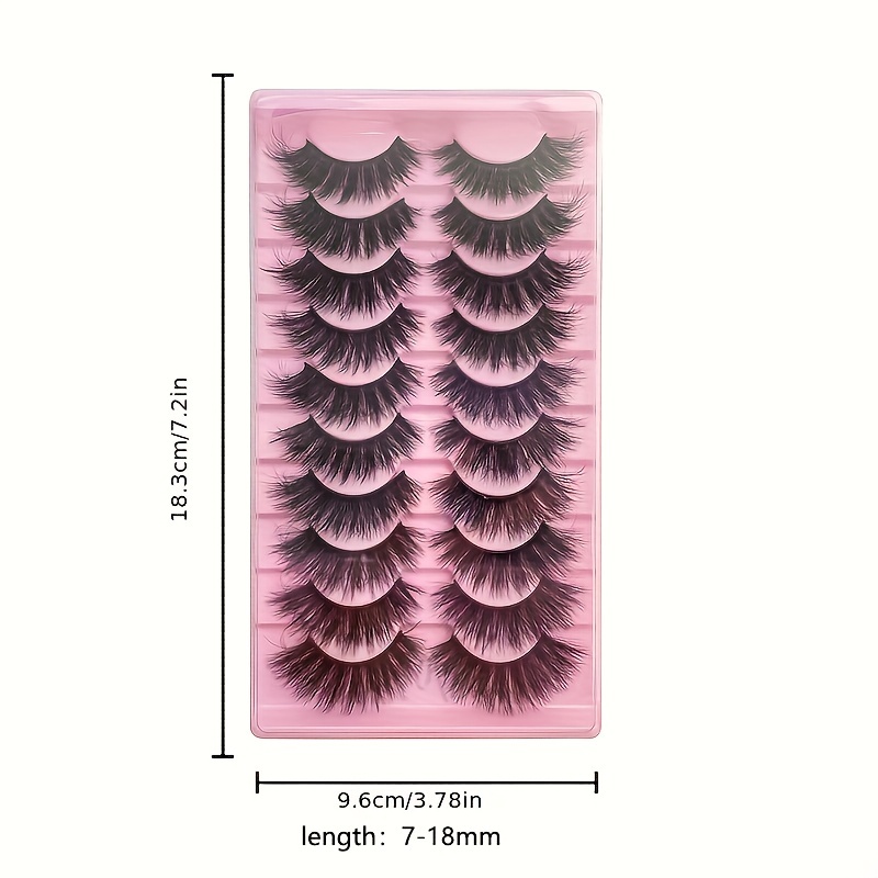 10 Pairs Faux Mink Hair False Eyelashes Natural Curling Thick 3D Realistic