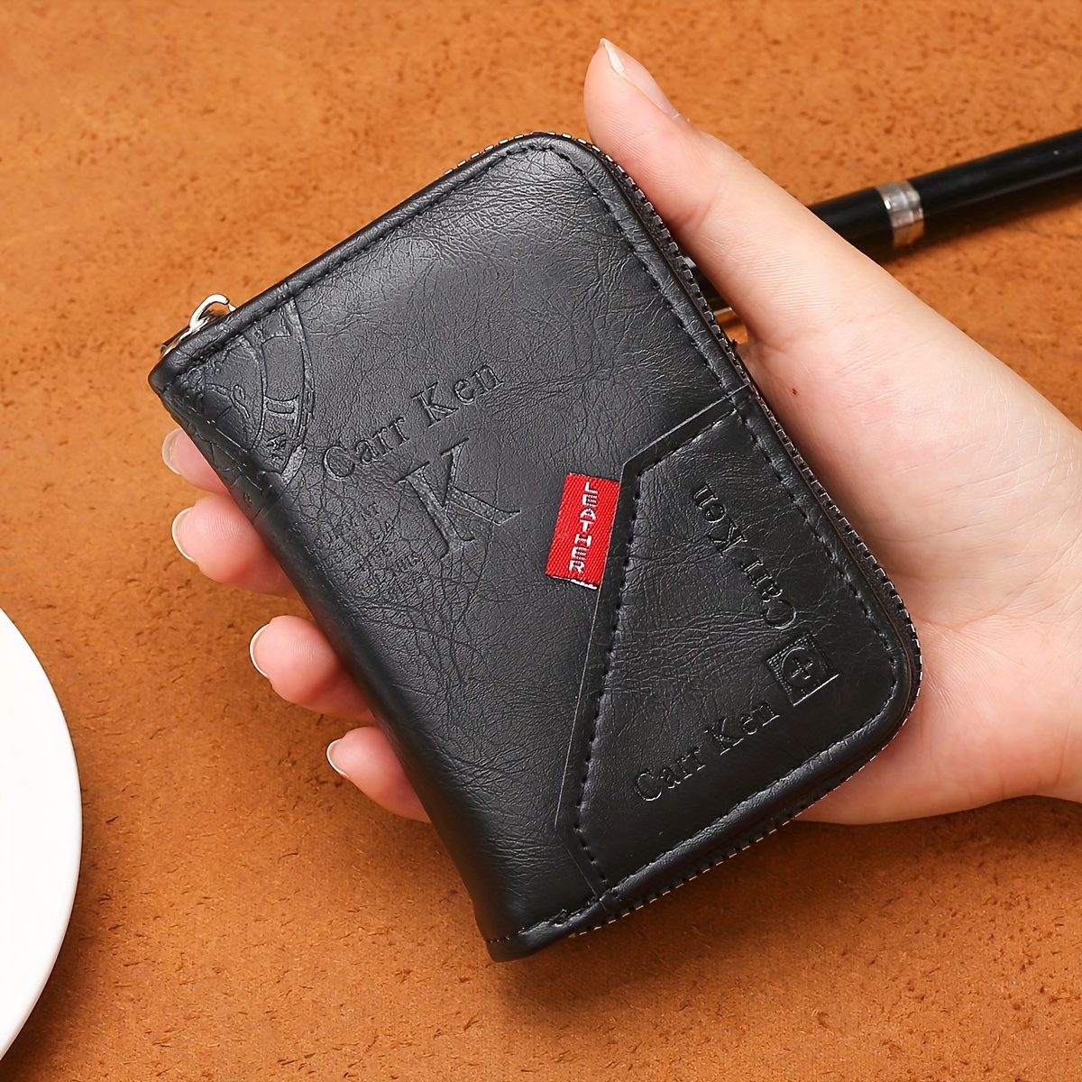 Men's New Zipper Wallet Vintage Short Wallet, Multi-card Card Holder - Temu