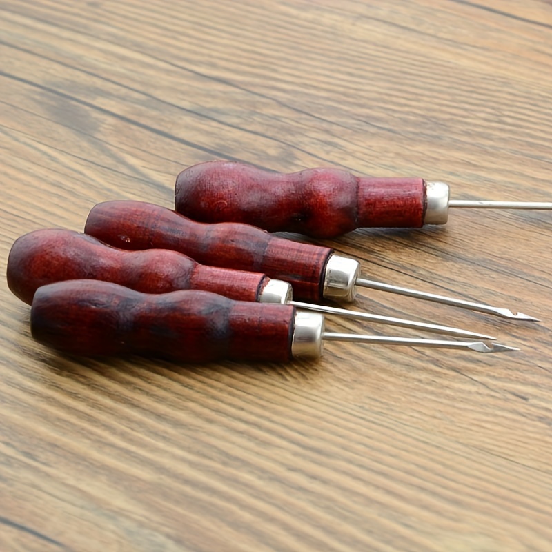 Red Wooden Handle Sewing Awl Hand Stitcher Leather Craft Tip - Temu