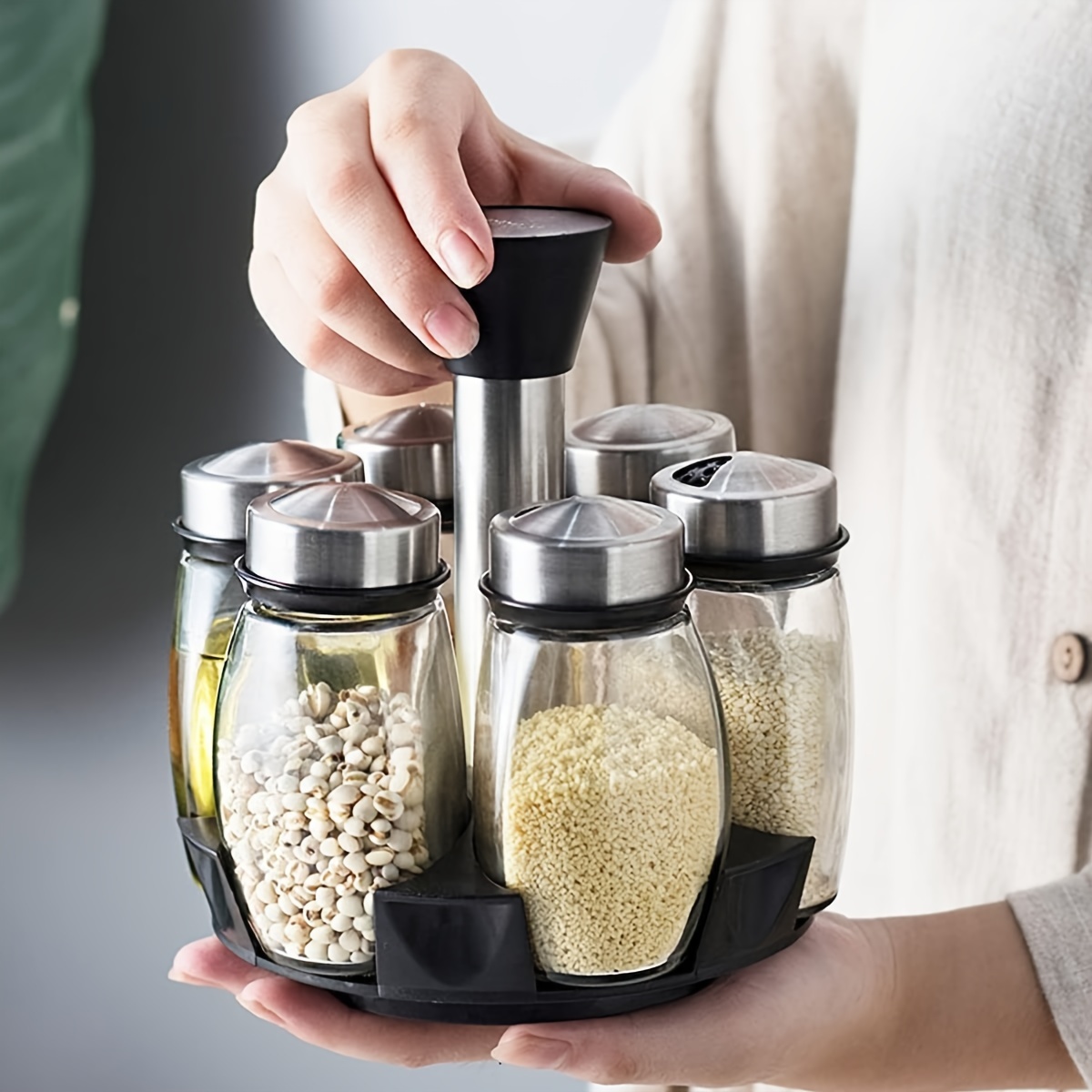 Spices And Seasonings Sets Revolving Countertop Spice Jar - Temu