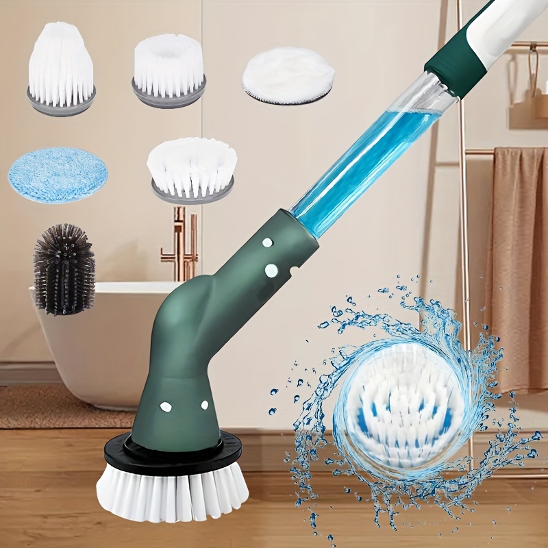  Limpiador de ducha de 37 pulgadas para limpieza con mango  largo, cepillo de limpieza de ducha 2 en 1 con 1 cerdas rígidas y 3 cepillos  de esponja, cepillos ajustables para