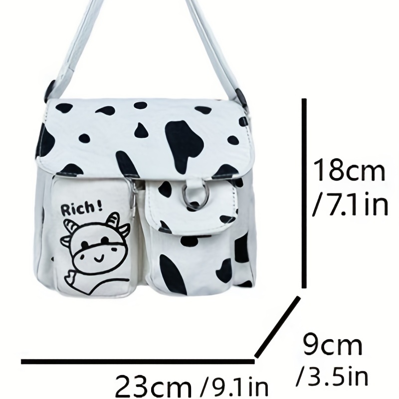 Cow Pattern Canvas Messenger Bag Kawaii Girls Crossbody Bag Small Pocket  Front Flap Purse - Bags & Luggage - Temu Austria