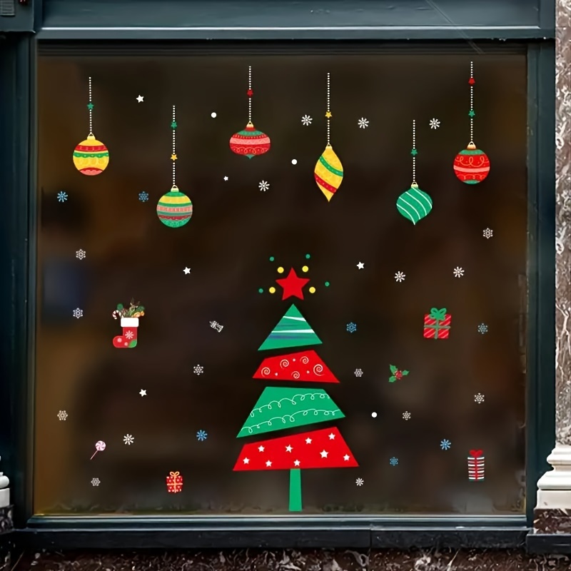 Christmas Tree Window Decorations Colorful Balls Christmas - Temu