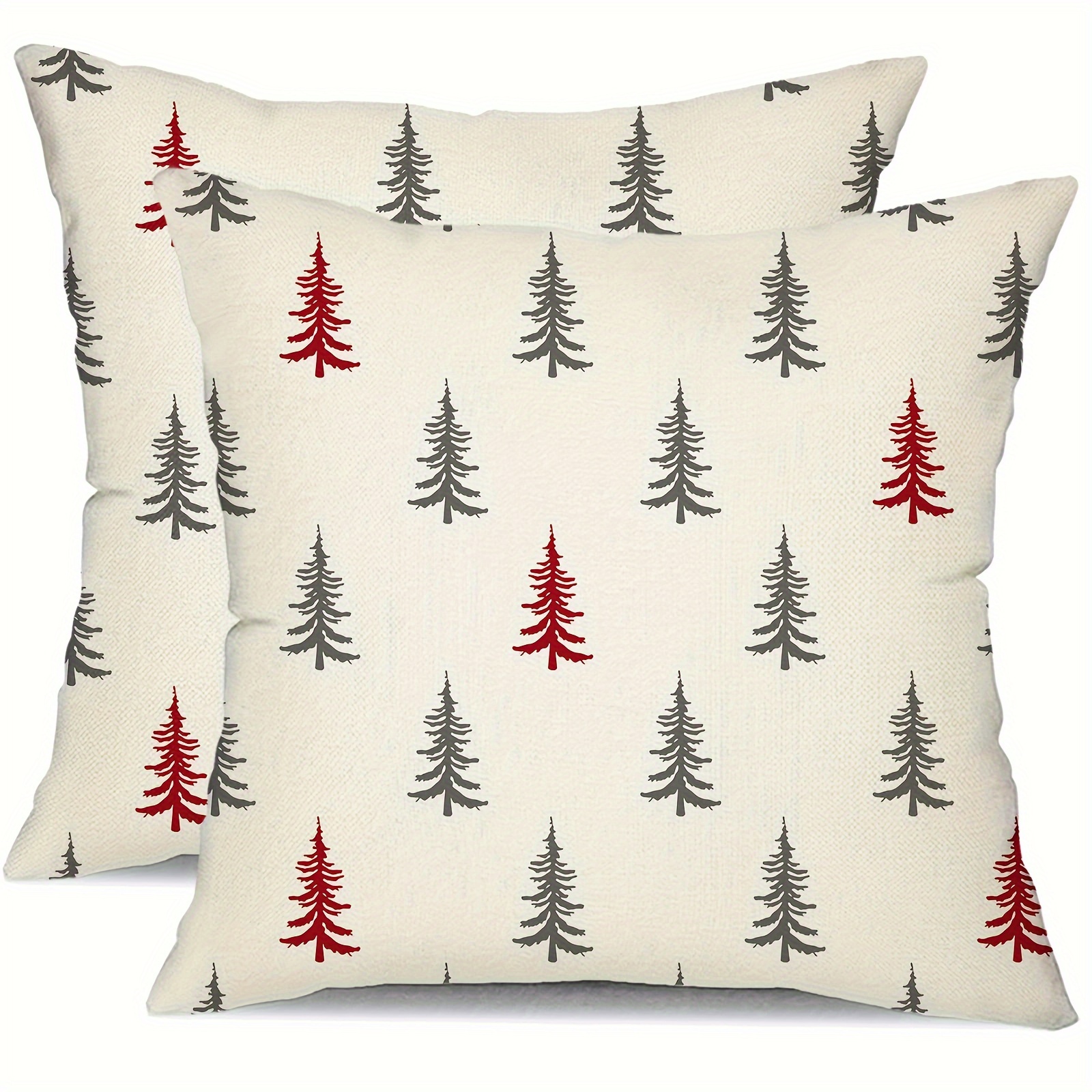 

2pcs Linen Mixed Weave Christmas Christmas Tree Throw Pillow Cover Home Accessories Living Room Sofa Bedroom Zipper Pillow Case Without Pillow Core